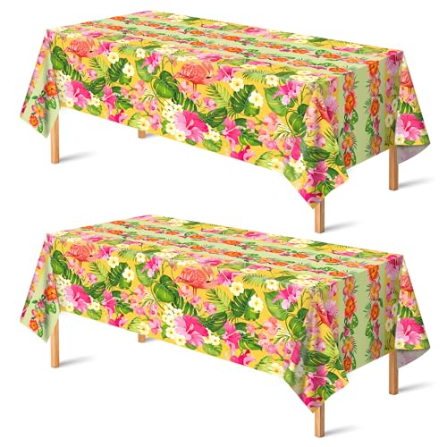 Hawaiian Luau Plastic Tablecloths 2-Pack - Tropical Summer Party Decor