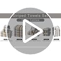 6-Piece Striped Cotton Towel Set with Hanging Loops, Gray and Beige