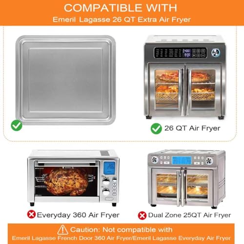 Stainless Steel Air Fryer Grill Tray Replacement - 12.2 x 11.2 Inch Pan
