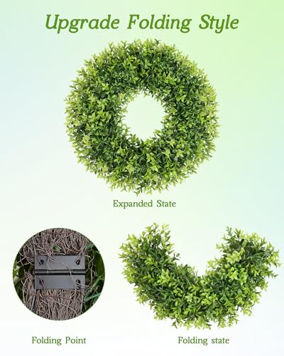 22-Inch Artificial Boxwood Wreath with Sash - UV Resistant Outdoor Decor