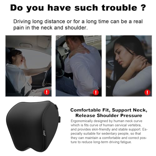 2-Pack Car Neck Pillow Set with Adjustable Straps - Memory Foam