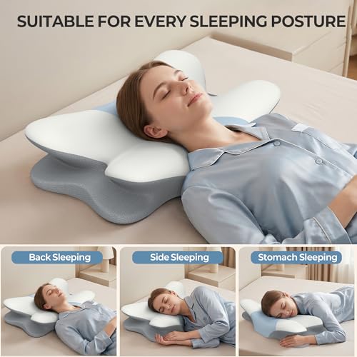 Contour Memory Foam Neck Pillow for Pain Relief - Ergonomic Design for All Sleep Positions