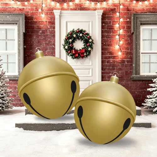 2PCS Giant Christmas Inflatable Ornaments Balls, 24IN PVC Large