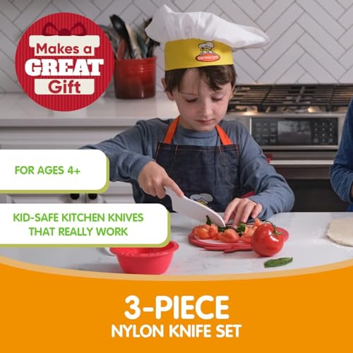 Kid-Safe Kitchen Knife Set - 3-Piece Nylon Cooking Knives for Kids
