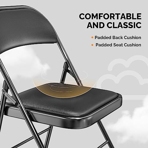 10-Pack Padded Folding Chairs with PU Leather Seats, 350 lbs Capacity