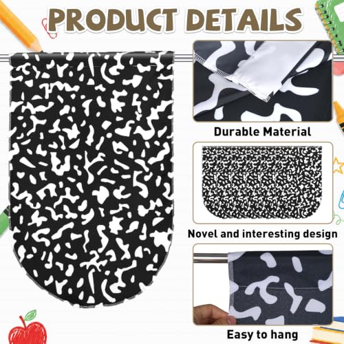 6 Pack Composition Classroom Curtains - 24 x 35 Inch Window Valance Drapes