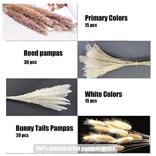 110 Pcs Natural Dried Pampas Grass Bouquet - 17.5" Fluffy Boho Decor