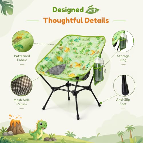 Kids Folding Camping Chair with Dinosaur Print and Carry Bag