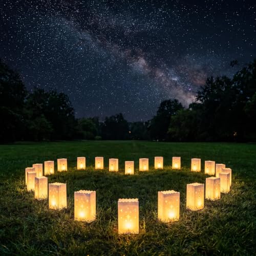 Nativity Waterproof Plastic Luminary Bags - 50 Pack, Reusable Outdoor Decor