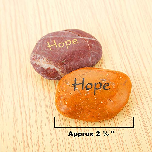 12-Piece Hope Engraved Natural River Stones - Inspirational Palm Stones