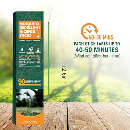 90 Pcs Citronella Mosquito Repellent Sticks - Natural Outdoor Incense