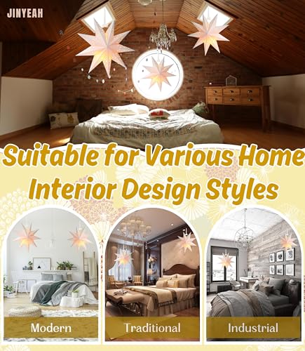 JINYEAH White Paper Star Lantern 3pcs 17.7in Foldable Christmas Lampshade