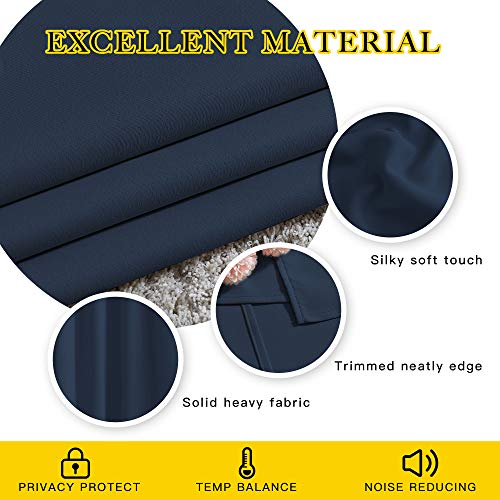 Solid Navy Blackout Curtains, Thermal Insulated Grommet Panels 52x54