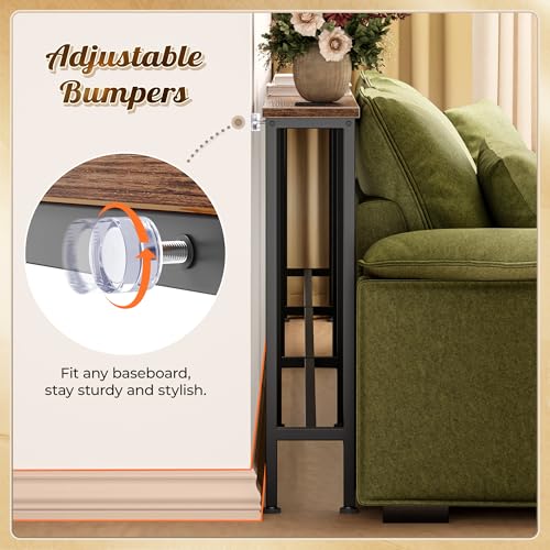 118-Inch Extra-Long Sofa Table with Power Outlets, Narrow Console Table