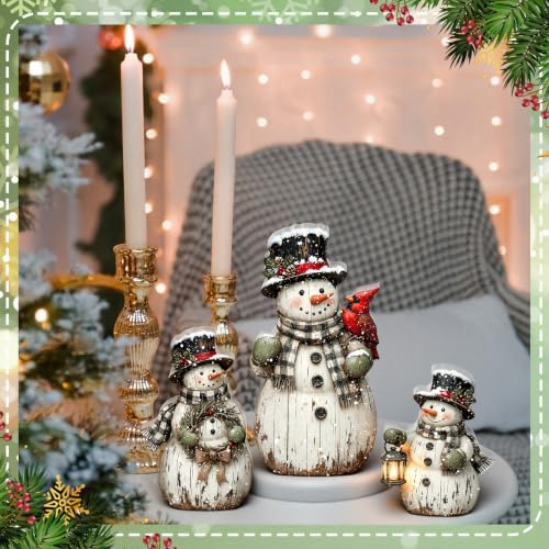 Barydat Rustic Snowman Christmas Decorations (Set of 3) – 6.69, 6.26 & 5.71 in Indoor Wood Decor