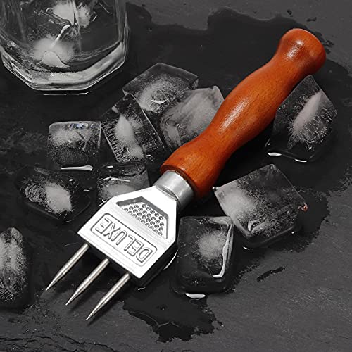 Stainless Steel Ice Pick with Wooden Handle - Durable Kitchen Bar Tool