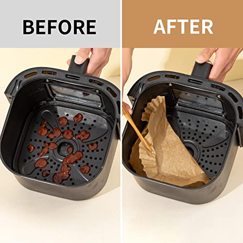 Rectangular Air Fryer Disposable Paper Liners - 100 Pack Non-Stick 9x6 Inch