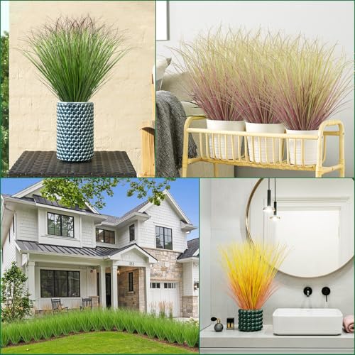 12-Piece Artificial Grass Plants, 19.7-Inch Faux Wheat Grass Stems for Decor