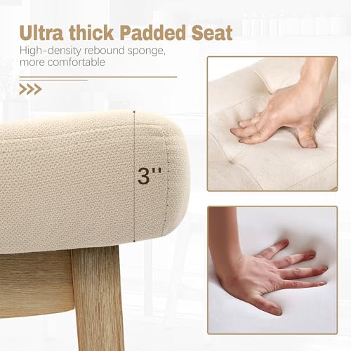 24-Inch Counter Height Bar Stools, Set of 3 Padded Fabric Saddle Stools