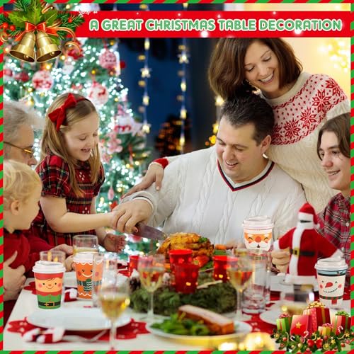 Peryiter 60 Pcs 9 oz Christmas Paper Coffee Cups with Lids Disposable