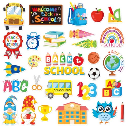 Back to School Window Gel Clings - 50 Reusable Decorative Stickers