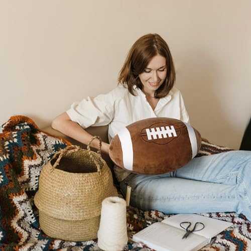 18-Inch Soft Football Plush Pillow, Stuffed Sports Ball Toy Decor