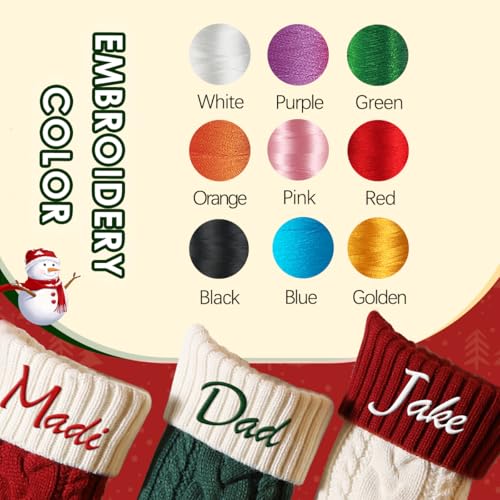 Personalized Knit Christmas Stocking - 18" Custom Embroidered Name