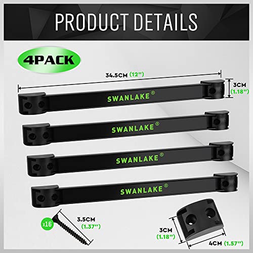 4-Piece 12-Inch Magnetic Tool Holder Wall Mount Storage Rack
