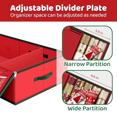 40-Inch Gift Wrap Storage Container with Pockets for Underbed Use