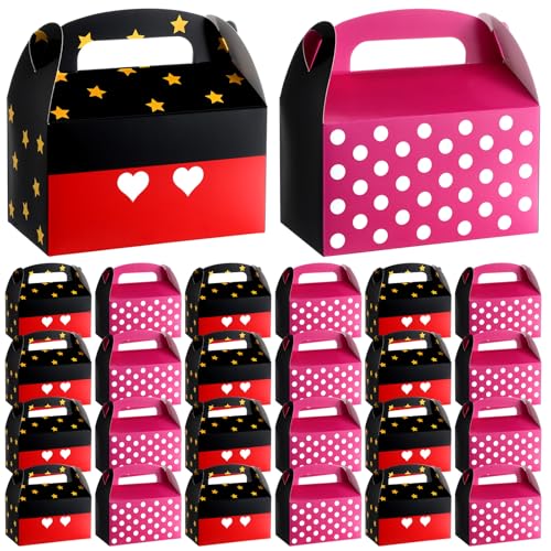 24 Pack Cartoon Party Favor Boxes, Kraft Paper Treat Bags for Birthdays