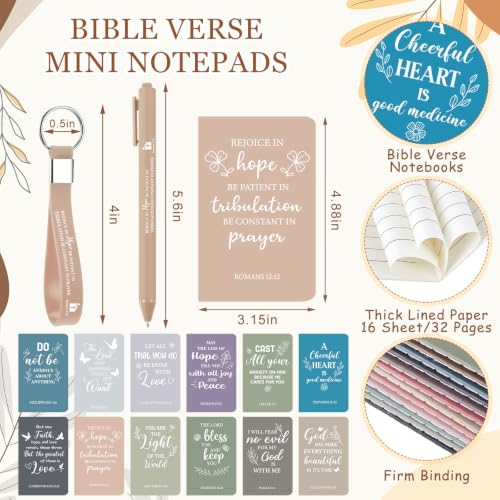 Light Morandi Christian Christmas Gift Set with Bible Verse Cups, Notebooks, Pens & Keychains - 48 Pack / Holiday Religious Gifts
