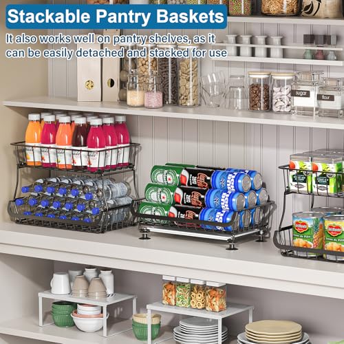 3-Tier Rolling Pantry Storage Cart with Wheels & Slide-Out Tray