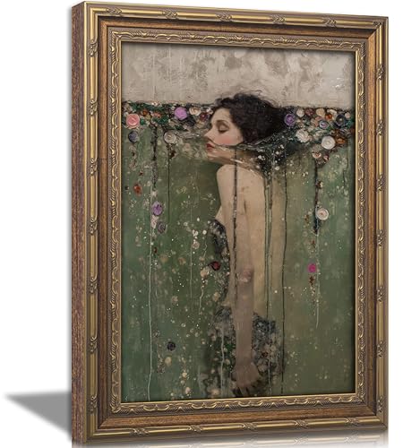 Vintage Gold Framed Ophelia Wall Art Dark Academia Canvas Print