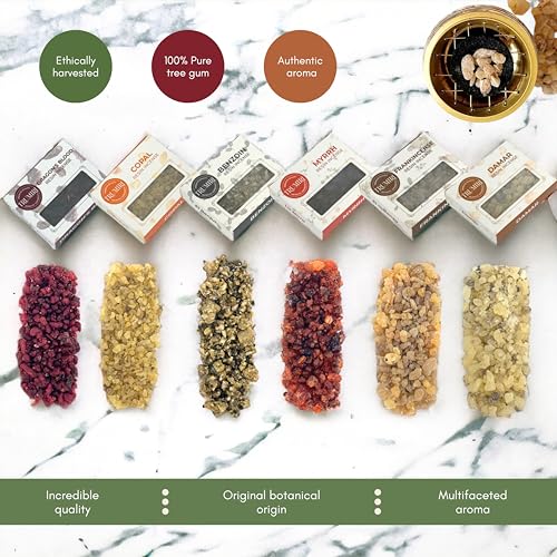 Natural Resin Incense Variety Pack - 6 x 30g Frankincense Myrrh & More