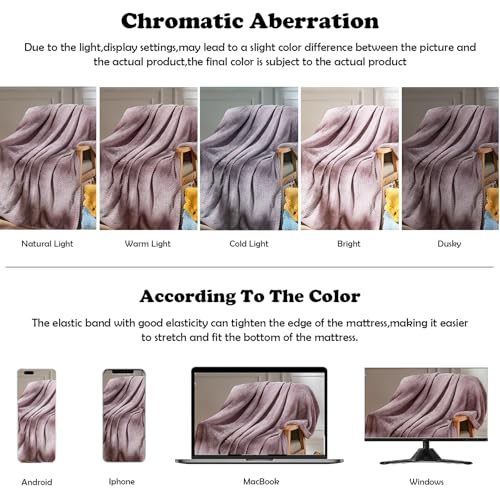 NEWCOSPLAY Fleece Leaf Pattern Throw Blanket - Soft Light Purple 50x60