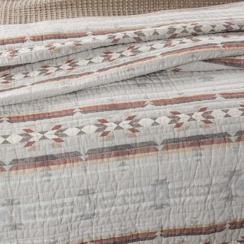 Southwestern King Quilt - 106" x 92" Cotton Bedspread in Neutral Colors