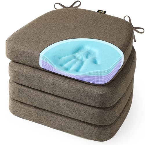 Cooling Gel Memory Foam Chair Cushions, U-Shaped Non-Slip Seat Pads, Set of 4