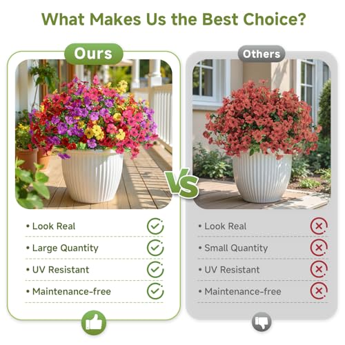 24 Bundles Artificial Daisy Flowers - UV Resistant Outdoor Faux Plants