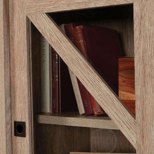 33-Inch Library Hutch with Adjustable Shelf and Sliding Glass Doors