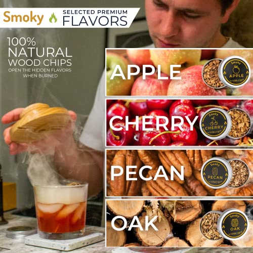 NobleSip Whiskey & Bourbon Cocktail Smoker Kit Original - Premium Oak Wood, Gift Box
