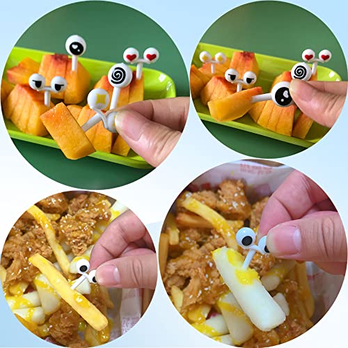 HYMAOME 20pcs Kids Bento Box Fruit Picks Eye Design for Lunchbox, 2" Cute Food Toothpicks