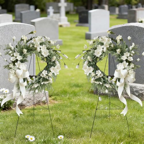 30-Inch Metal Christmas Wreath Stand and Grave Easel Holder (2-Pack)