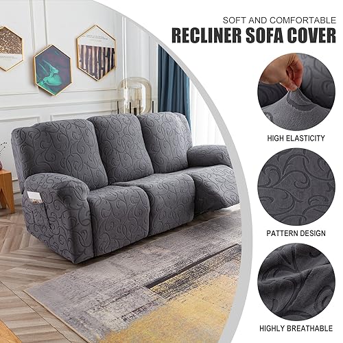 Recliner Sofa Slipcover 5-Piece Stretch Cover for 3-Seat Couch