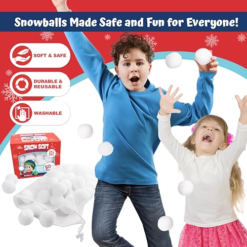 50-Piece Soft Plush Artificial Snowballs Set - Indoor & Outdoor Winter Toys