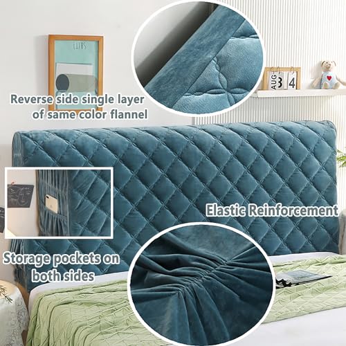 Stretch Velvet Bed Headboard Cover, Washable & Dustproof, Cal King Size