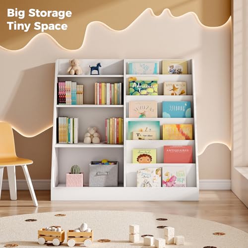 6-Tier Kids Wooden Bookshelf and Toy Storage Organizer, White