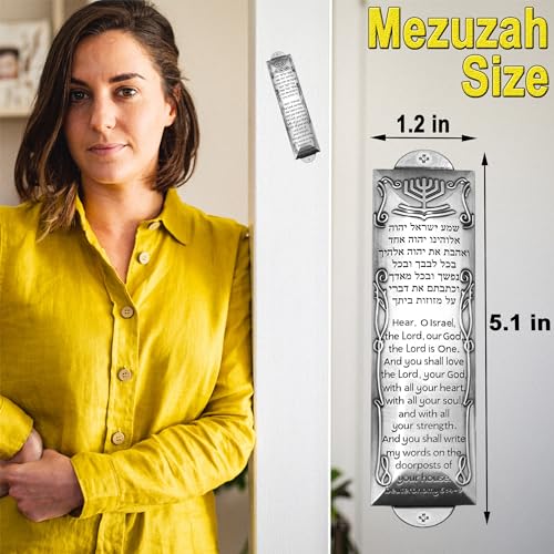 2 Pack Metal Mezuzah Case Set with Non-Kosher Scroll for Door, 5.1 Inch