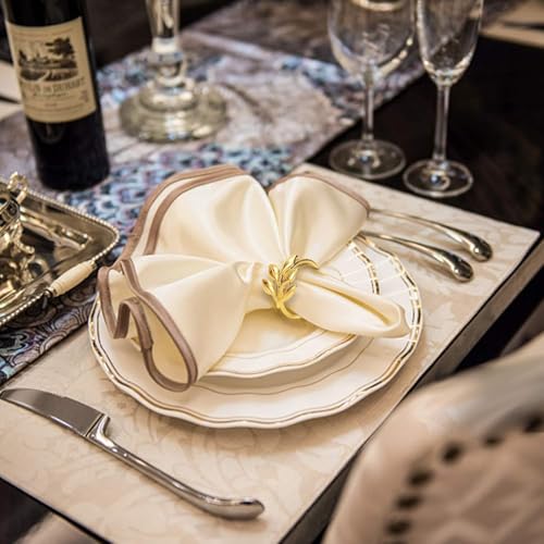 Ye Zi-Gold 50 Leaf Napkin Rings Set - KPOSIYA Napkin Holder, Wedding & Thanksgiving