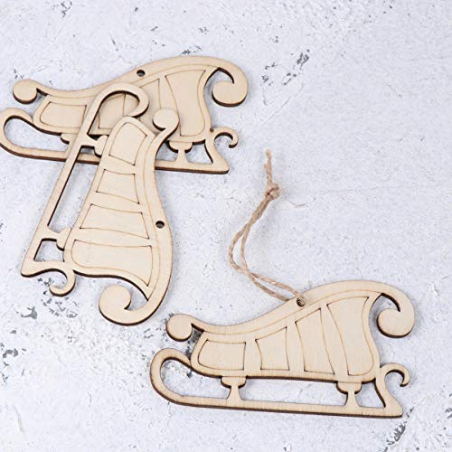 Happyyami 10pcs Unfinished Wooden Christmas Tree Decorations & Ornaments for DIY Crafting
