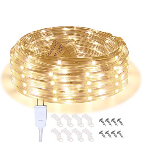 16.4ft Warm White LED Strip Light, Waterproof Indoor & Outdoor Rope Lighting